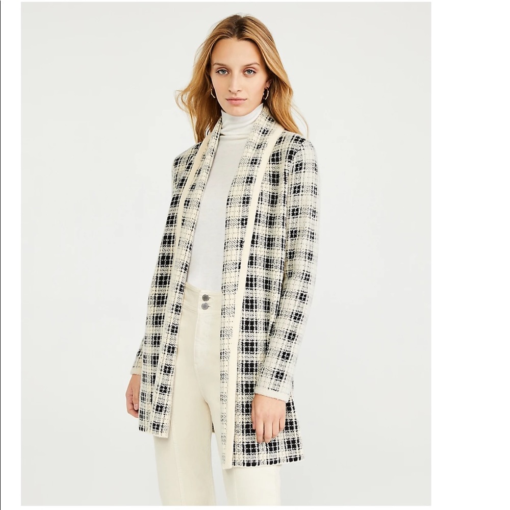 Plaid Shawl Collar Coatigan